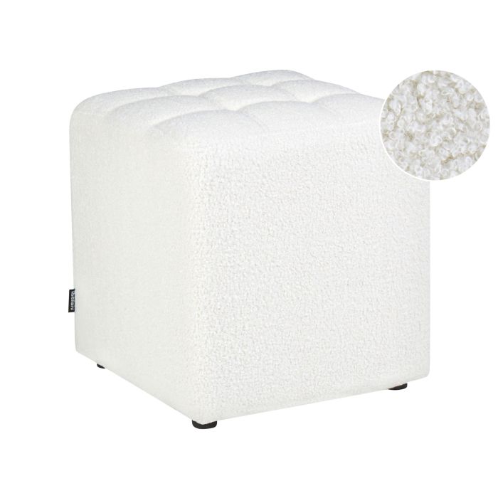 Boucle Footstool White KANSAS