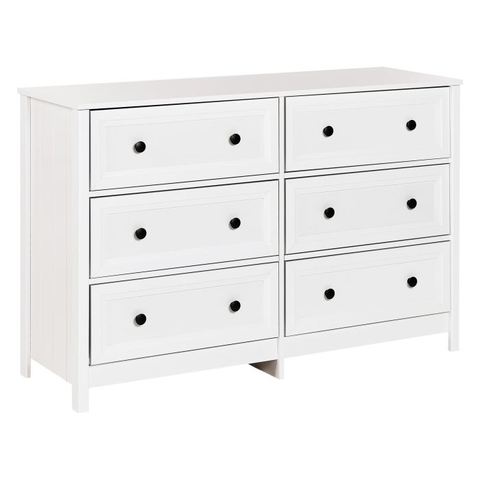 HEZEA White Chest of Drawers - Large-sized, 6 Drawers, Double