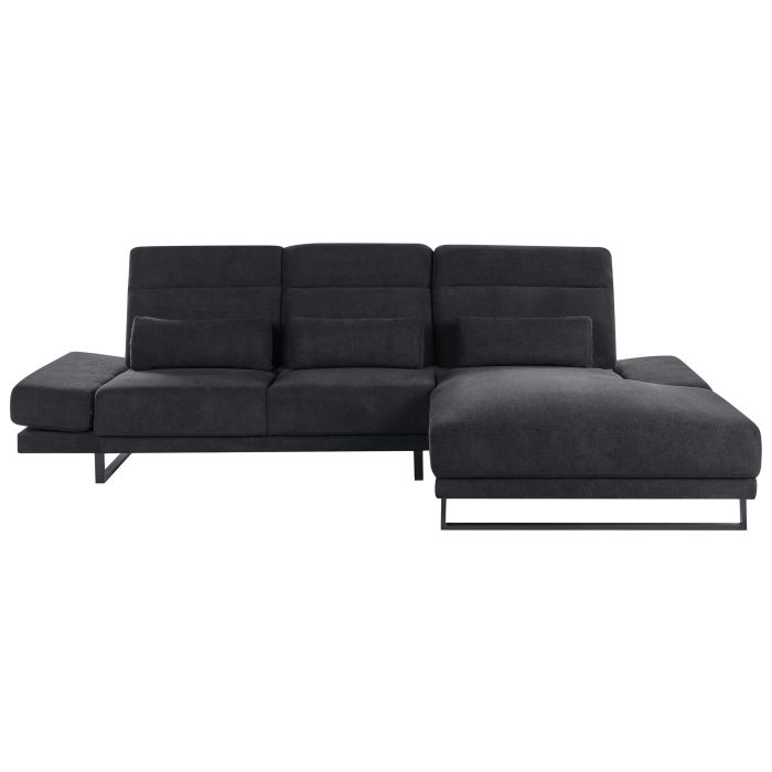 Left Hand Fabric Corner Sofa Black IKAST