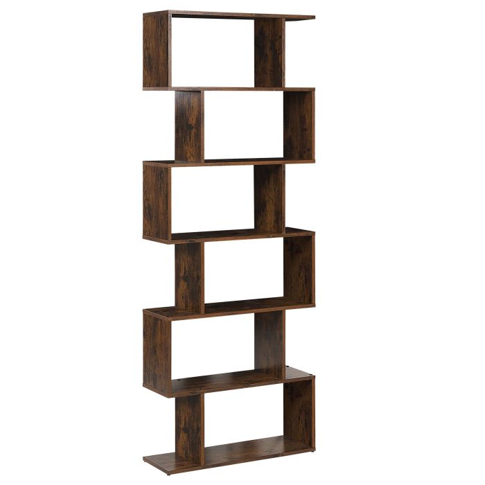 VSLDOAA 6 Tier Bookcase - Dark Brown