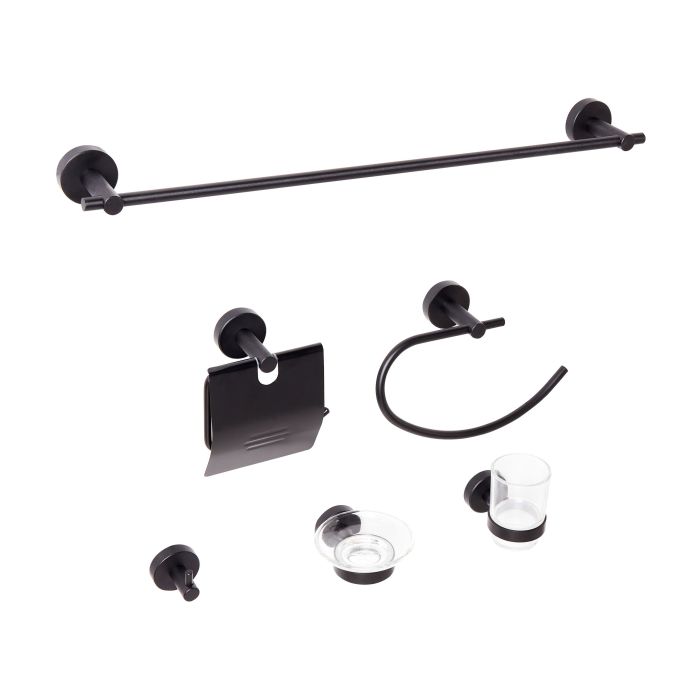 WINTHORPE 6-Piece Bathroom Hardware Set - Black