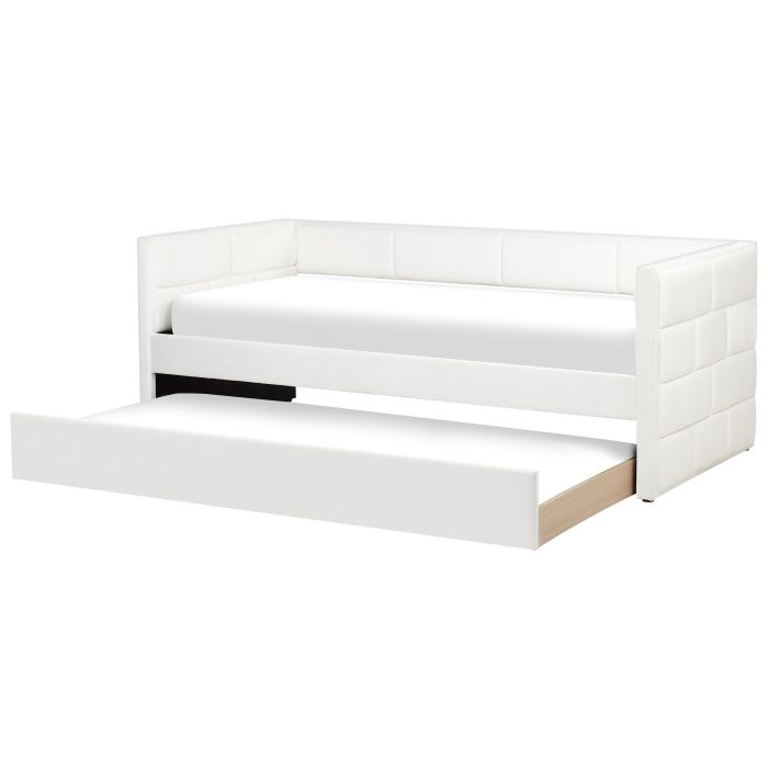 CNAVOHNE Trundle Bed Velvet 90 x 200 cm (EU Single) Off-White