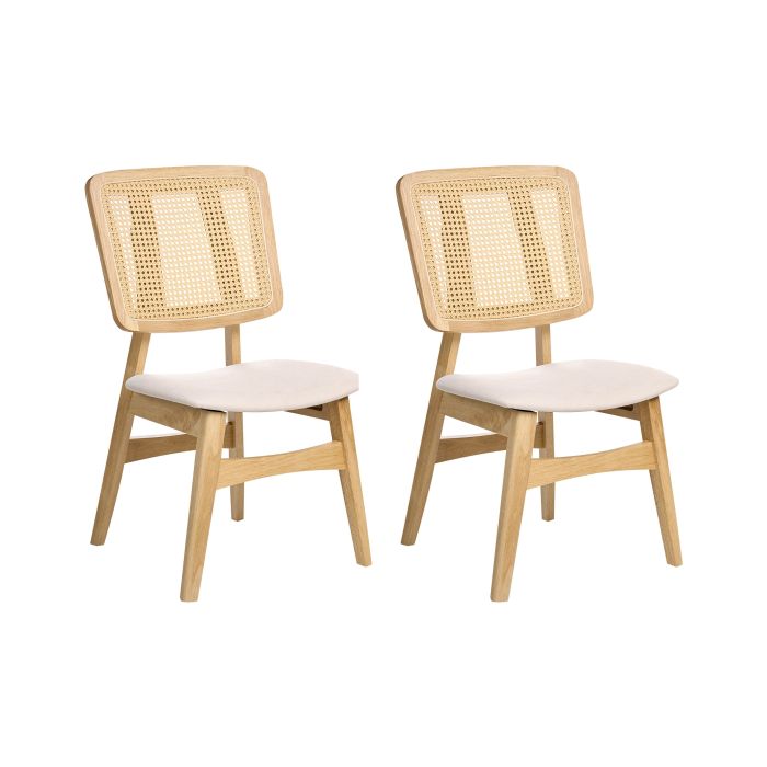 FINCHMERE Wooden Dining Chairs - Set of 2 - Light Brown