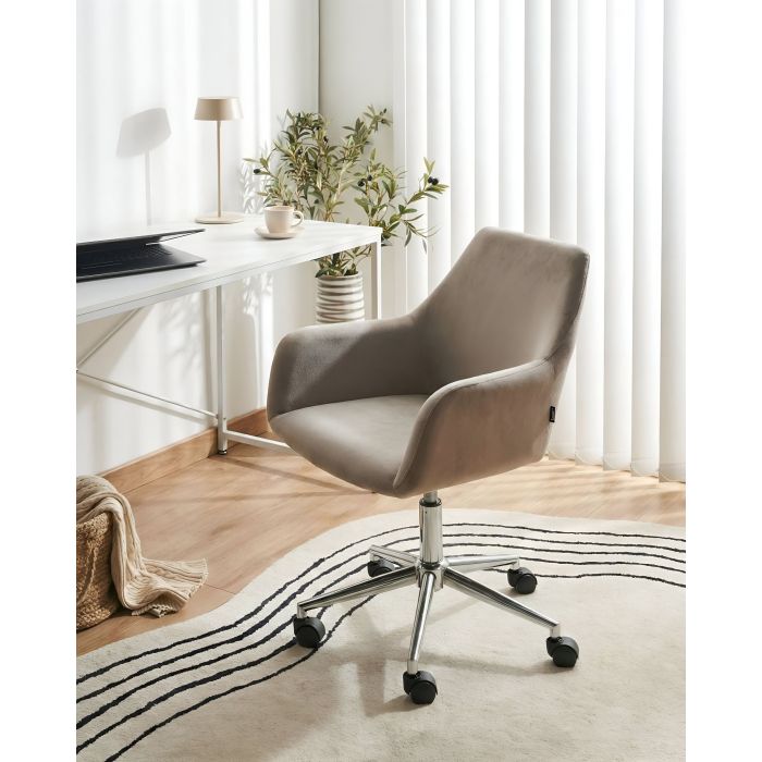 KENTARA Velvet Office Chair - Taupe