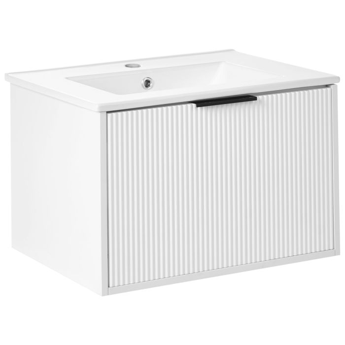 ASHTONBURY Wall Mounted Vanity Unit with Basin Black Handle - White