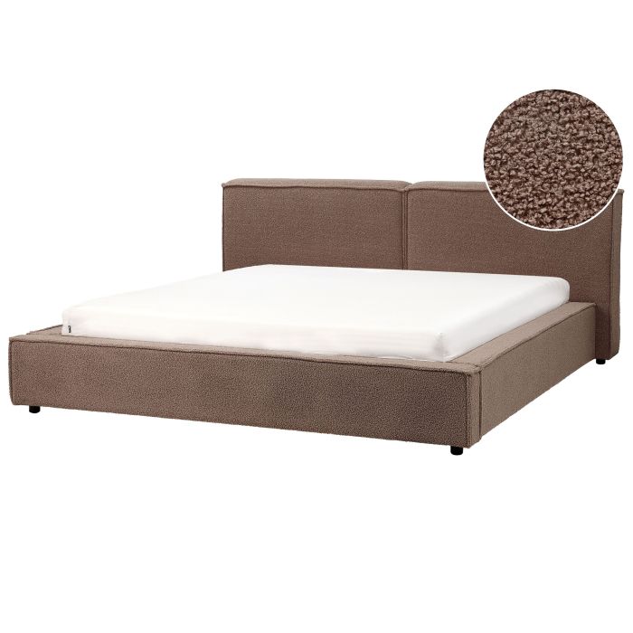 NEWARD Bedframe Boucle 180 x 200cm EU Super Kingsize Bed Brown