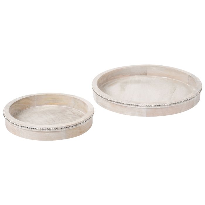 ELMSLEIGHON Mango Wood Set of 2 Serving Trays - Light Brown