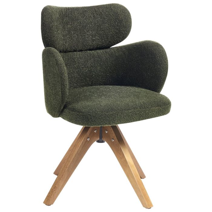 CHESLEIGHON Boucle Swivel Dining Chair - Dark Green