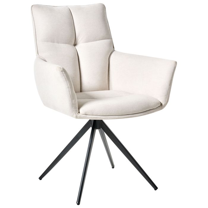 RAVENSDEN Fabric Dining Swivel Chair - Off White