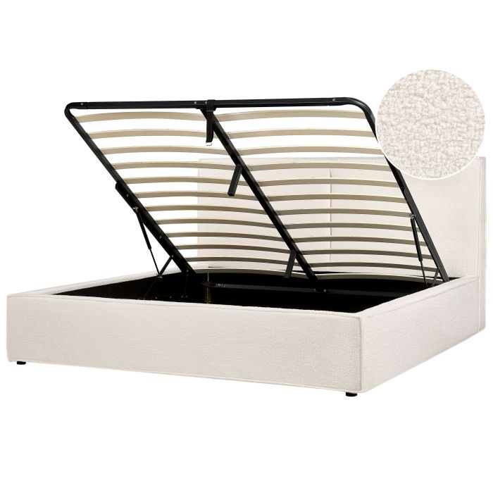 MOSSAC Ottoman Bedframe Boucle 180 x 200cm EU Super Kingsize Bed Off-White