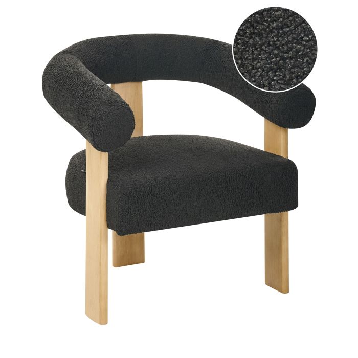 COBDEN Boucle Fabric Armchair - Black with Light Brown