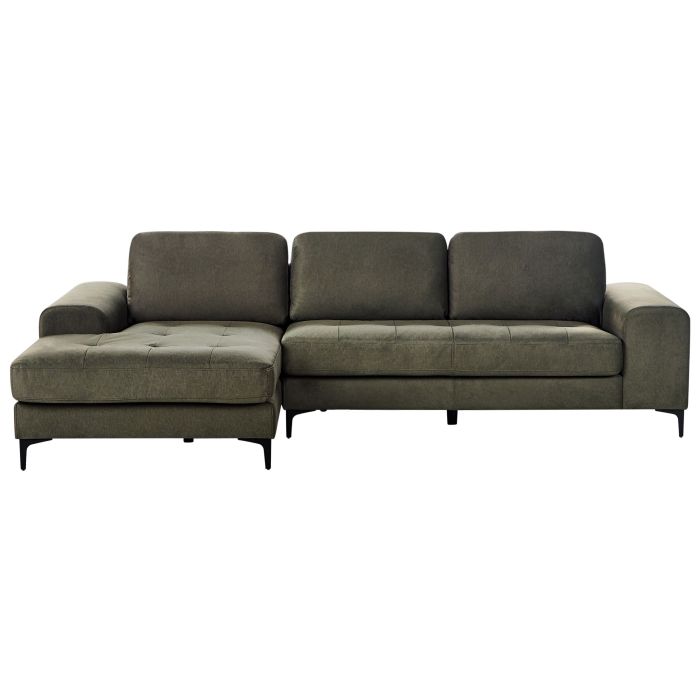 Right Hand Fabric Corner Sofa Dark Green KIRUNA