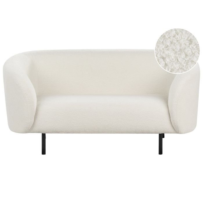 2 Seater Boucle Sofa White and Black LOEN