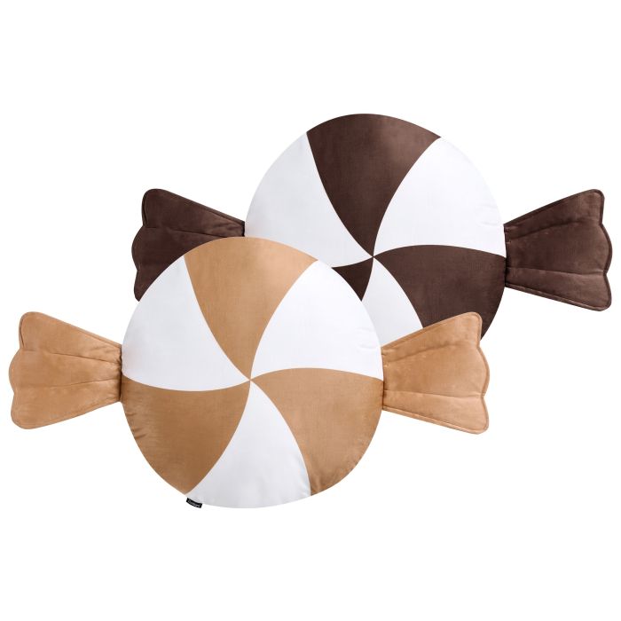 ELSTONMERE Set of 2 Decorative Fabric Sofa Cushions Christmas Motif - White with Brown