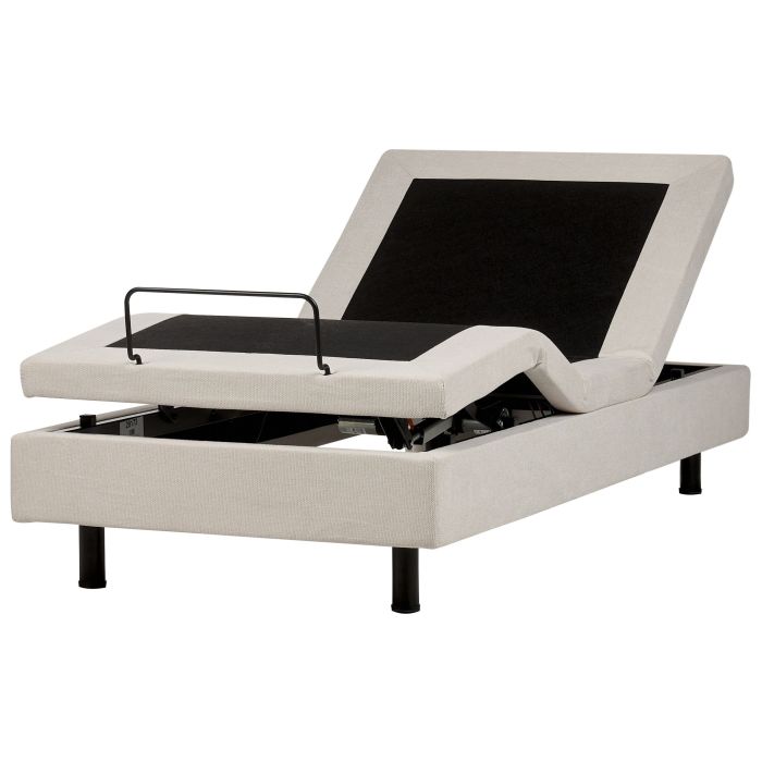 LUKE Adjustable Bedframe without Headboard Fabric 90 x 200cm EU Single Bed Light Beige