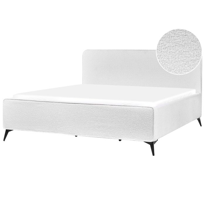 VALAGNA Bedframe Boucle 180 x 200cm EU Super Kingsize Bed Off-White
