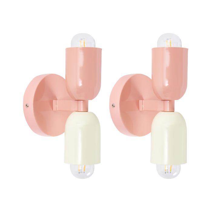 EASTMEREFORD Metal Set of 2 Wall Lamps - Pink