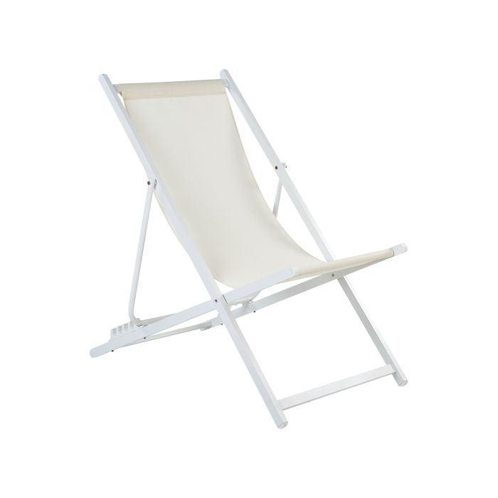 Folding Deck Chair Beige and White LOCRI II