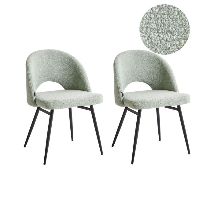 Set of 2 Dining Chairs ONAGA Boucle Light Green