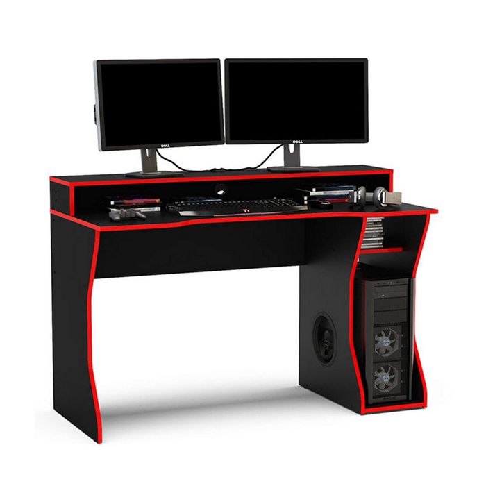 Enzo Ergonomic Design Gaming Computer Desk - Black and Red