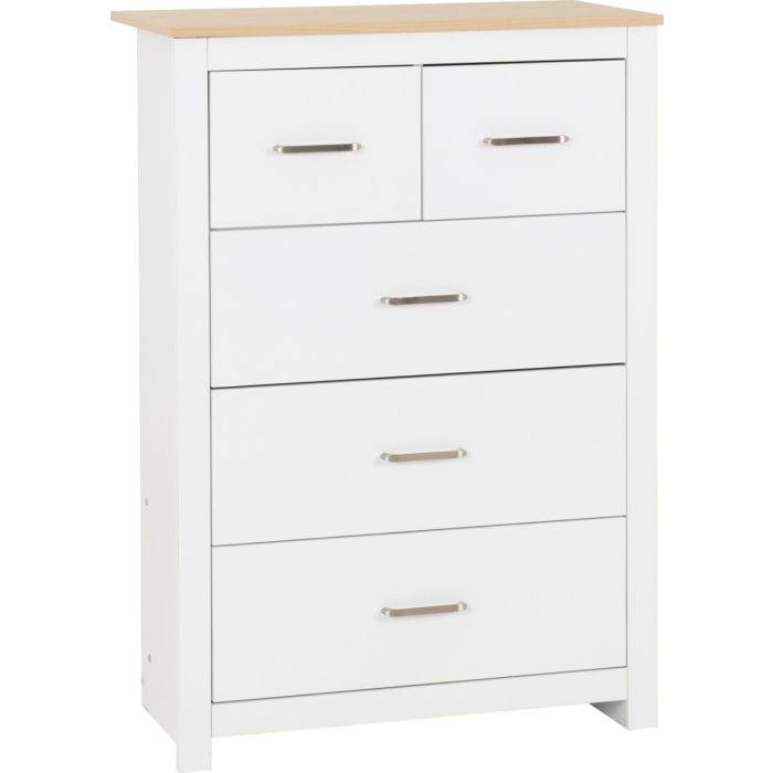 White Chest of Drawers - PORTLETHEN Medium Chest 5 Drawers