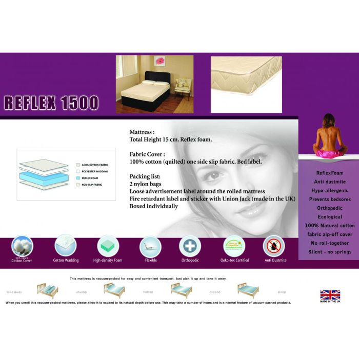 Lothian Serene Comfort Reflex 1500 Mattress - 3ft Single
