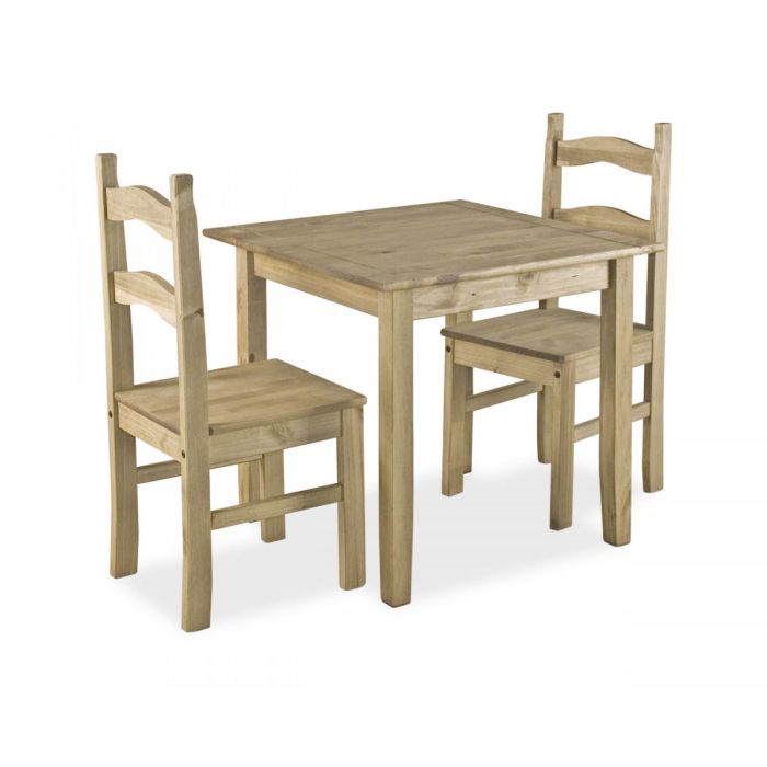 Wisbech Small Mexican Dining Set with 2 Chairs - Pine Distressed
