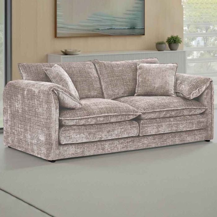 RIVINGTON Chenille Fabric 3 Seater Scatterback Sofa - Beige