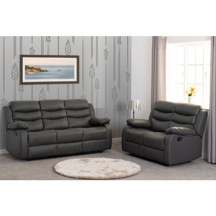 Roma 3+2 Recliner Suite - Grey Faux Leather
