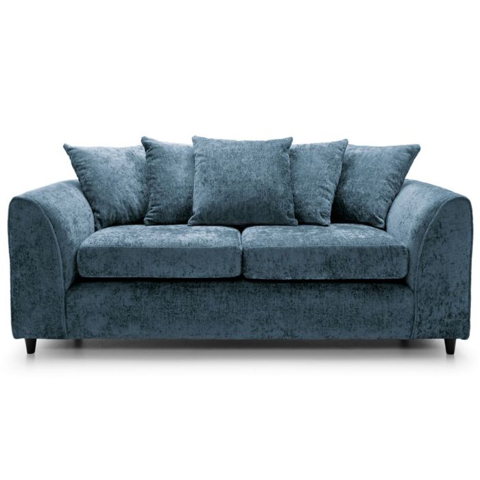 CARDIFF Crushed Chenille Fabric 3 Seater Sofa - Dark Blue