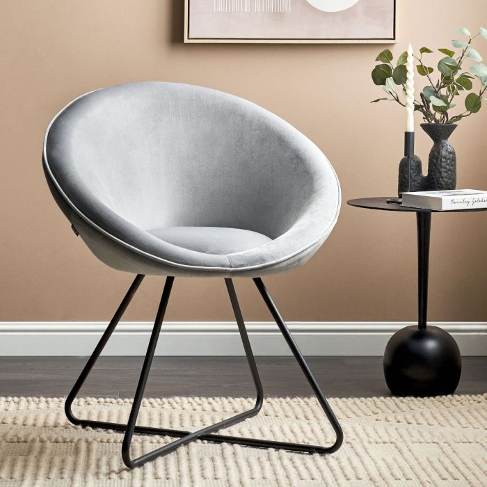 Velvet Accent Chair Light Grey FLOBY II
