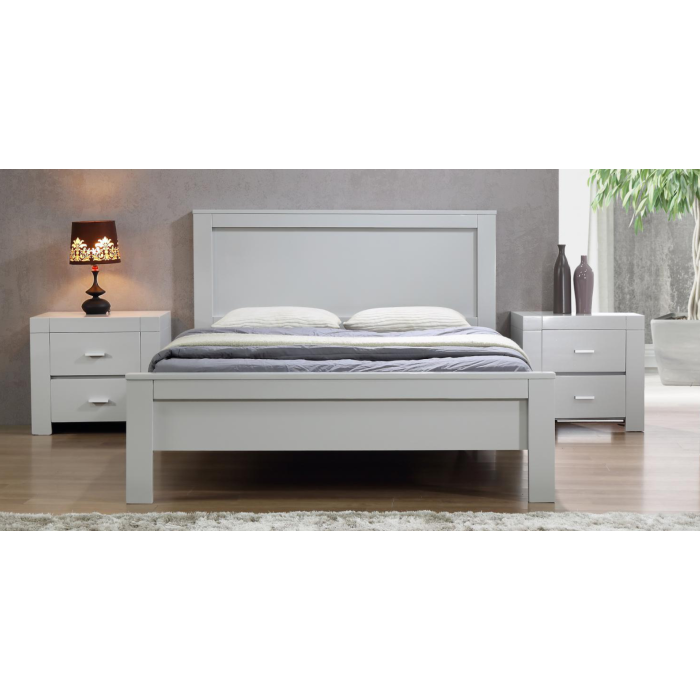 Dunstable Luxuries Style Solid Wood Frame Double Bed - Grey Finish