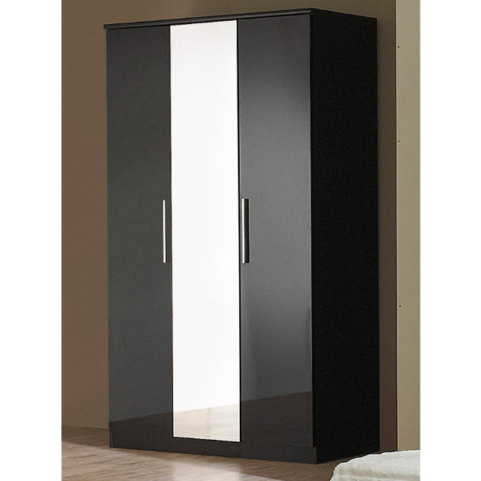 TORBAY 4 Door Mirrored Wardrobe Black - 158.5cm