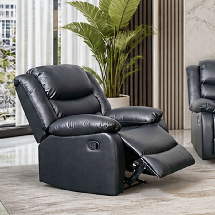 ASHBYNE Faux Leather Armchair - Black