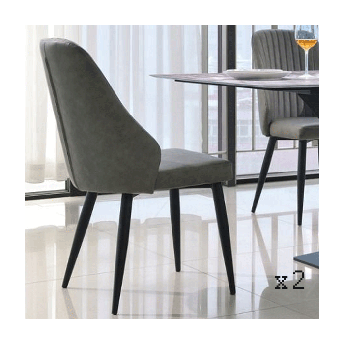 Hove Fabric Dining Chairs with Black Metal Legs - Set of 2