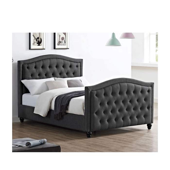 Ballymena Linen Fabric Double Bed - Grey