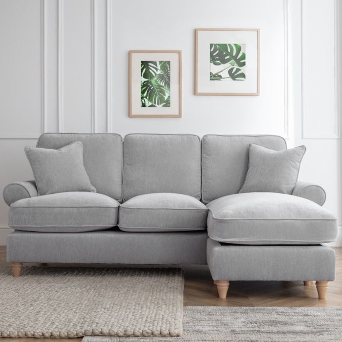 Corner Sofa - RAYONG Fabric 3 Seater Left Hand Facing - Ice