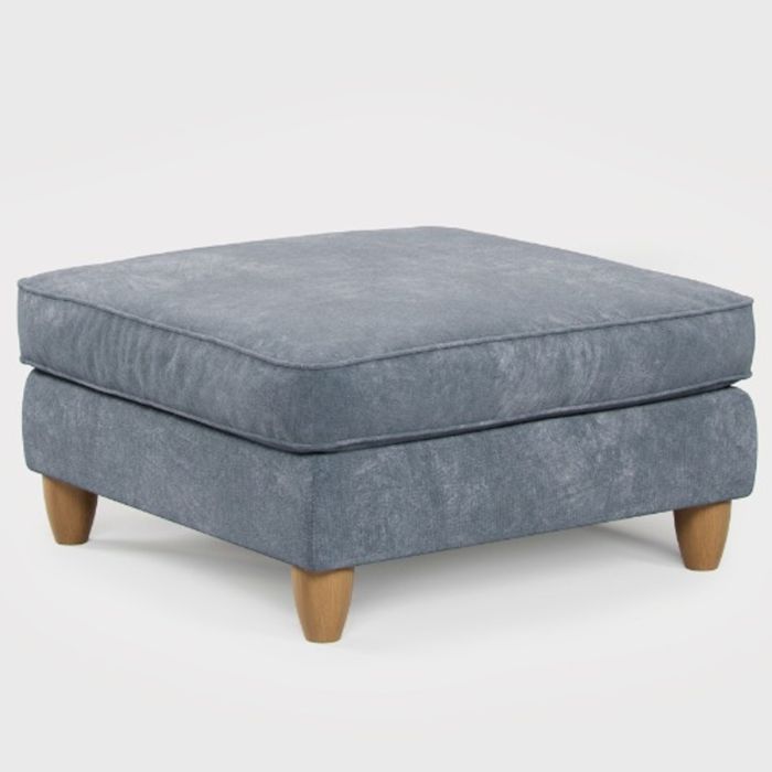 Footstool - COASTAL Fabric - Steel