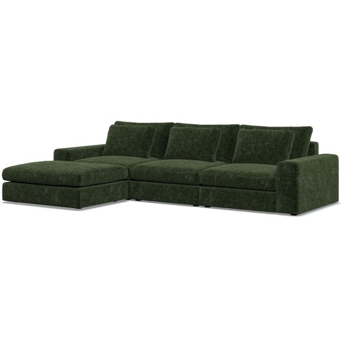 Corner Sofa - SOVA Fabric 3 Seater Right Hand Facing Bottle Green - Footstool End