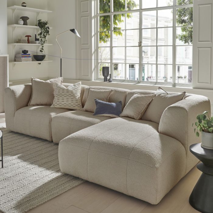 Corner Sofa - ESSAOUIRA Fabric 3 Seater Left Hand Facing - Sandshell