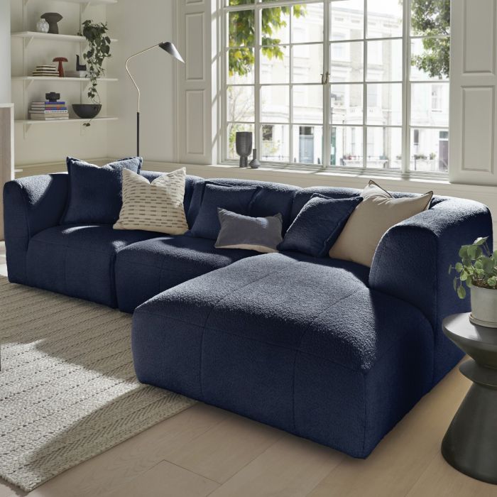 Corner Sofa - ESSAOUIRA Fabric 3 Seater Left Hand Facing - Moonlit Ocean