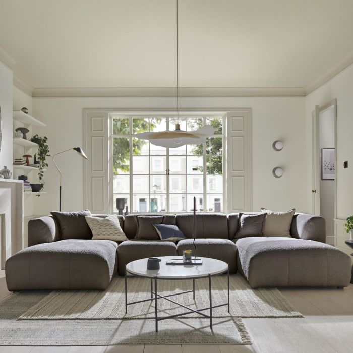 Corner Sofa - ESSAOUIRA Fabric 4 Seater U Shaped - Steel Grey