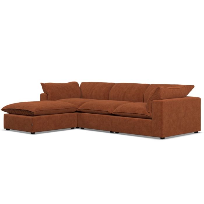Corner Sofa - PUEBLA Fabric 3 Seater Right Hand Facing Saffron - Footstool End