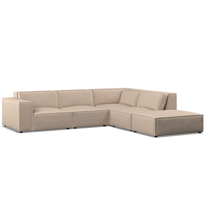 Corner Sofa - LUCCA Fabric 5 Seater Left Hand Facing - Beige