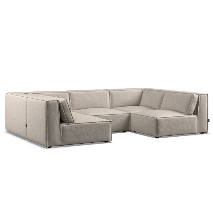 Corner Sofa - LUCCA Fabric 5 Seater U Shaped Linen - Open End