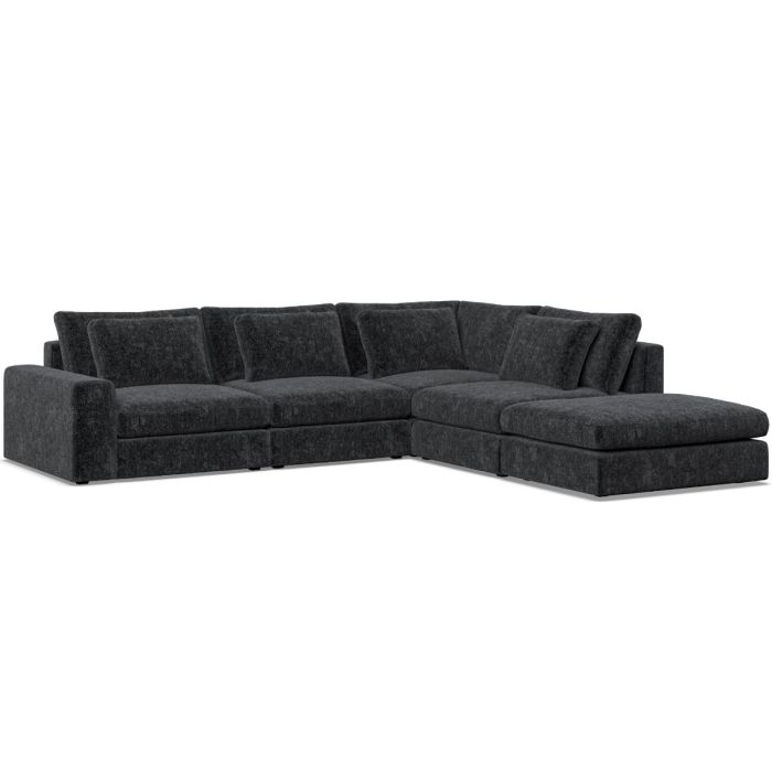 SOVA Fabric 4 Seater Corner Sofa - L Shaped - Left Hand Facing - Black