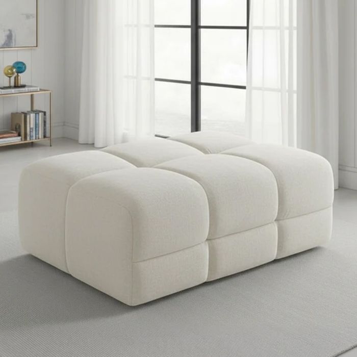 STACIE Fabric Footstool - Natural