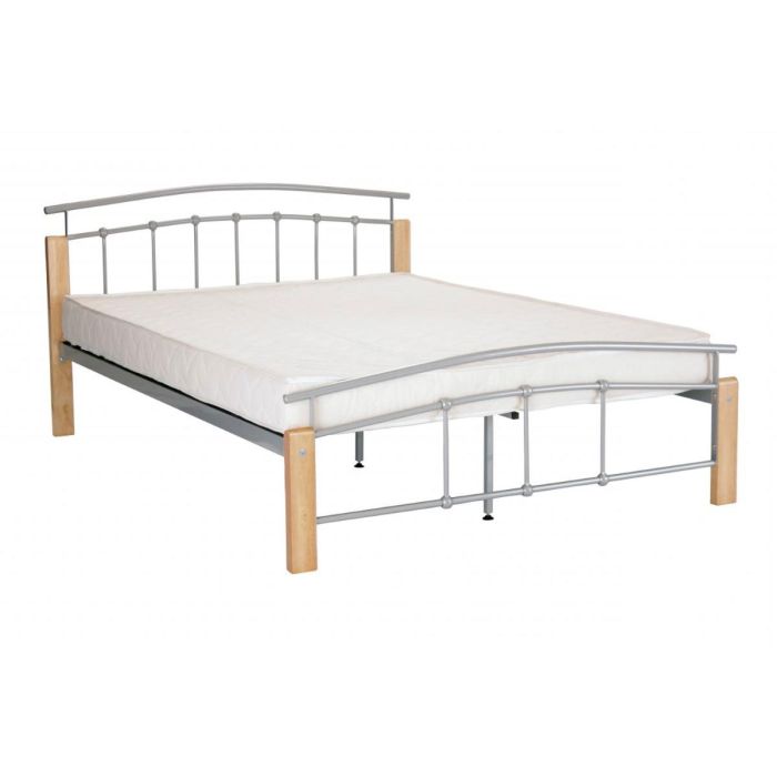 Roman Rhett Bed in Silver and Beech Finish - 5ft King Size