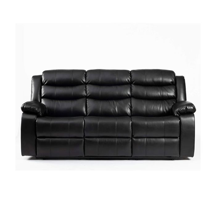 Esperanza 3 Seater Leather Aire Recliner - Black