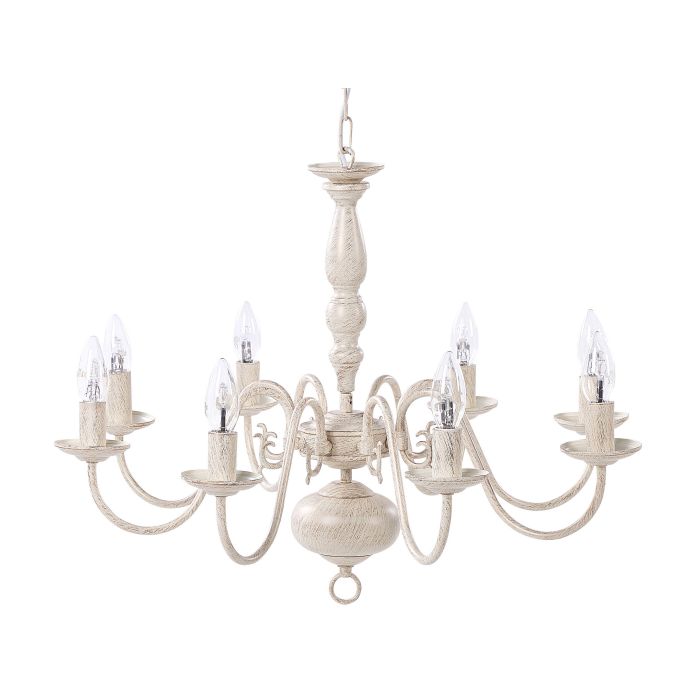 Pendant Lamp White and Gold Iron 8 Lights Glam Vintage